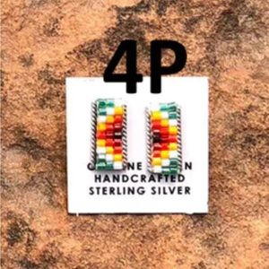 Rectangular Beaded Stud Earrings